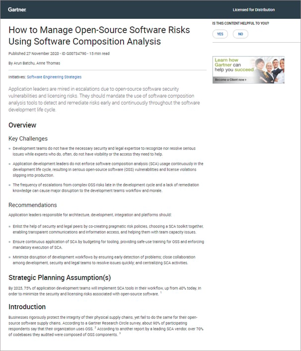 Thank You For Downloading The Gartner How To Manage Open Source Software Risks Using Software